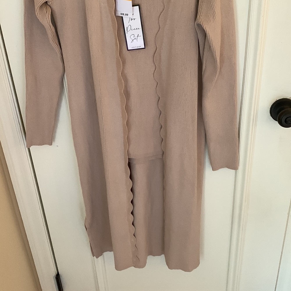 Cable and gauge two piece set soft fawn shirt and jacket size s NWT - Picture 5 of 10